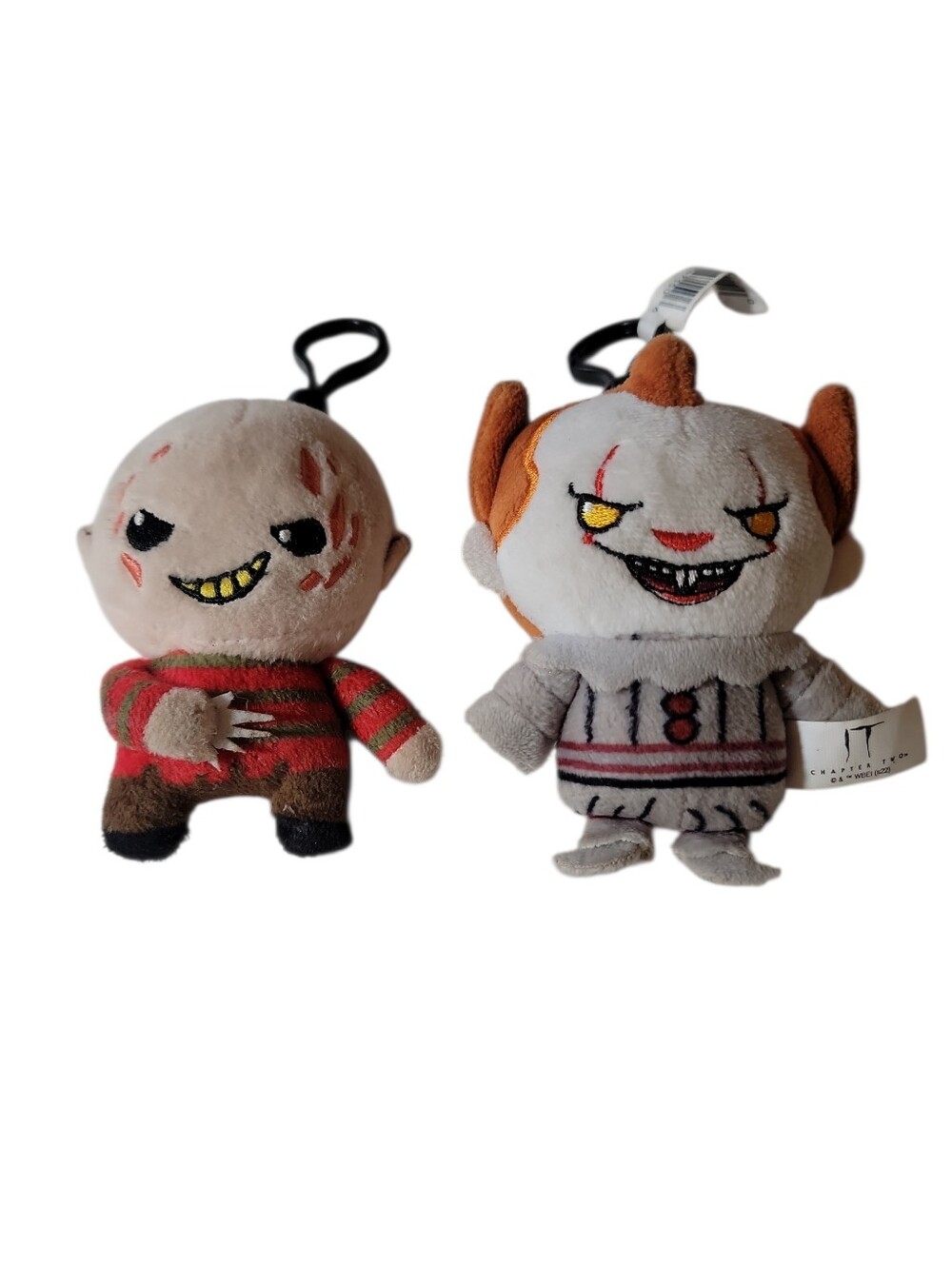 Horror Plush Bag Clips Keychains Pennywise From IT & Freddy Krueger